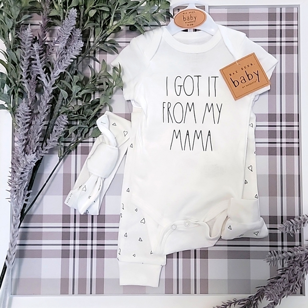 Rae Dunn baby "I Got It From My Mama" 3 Piece